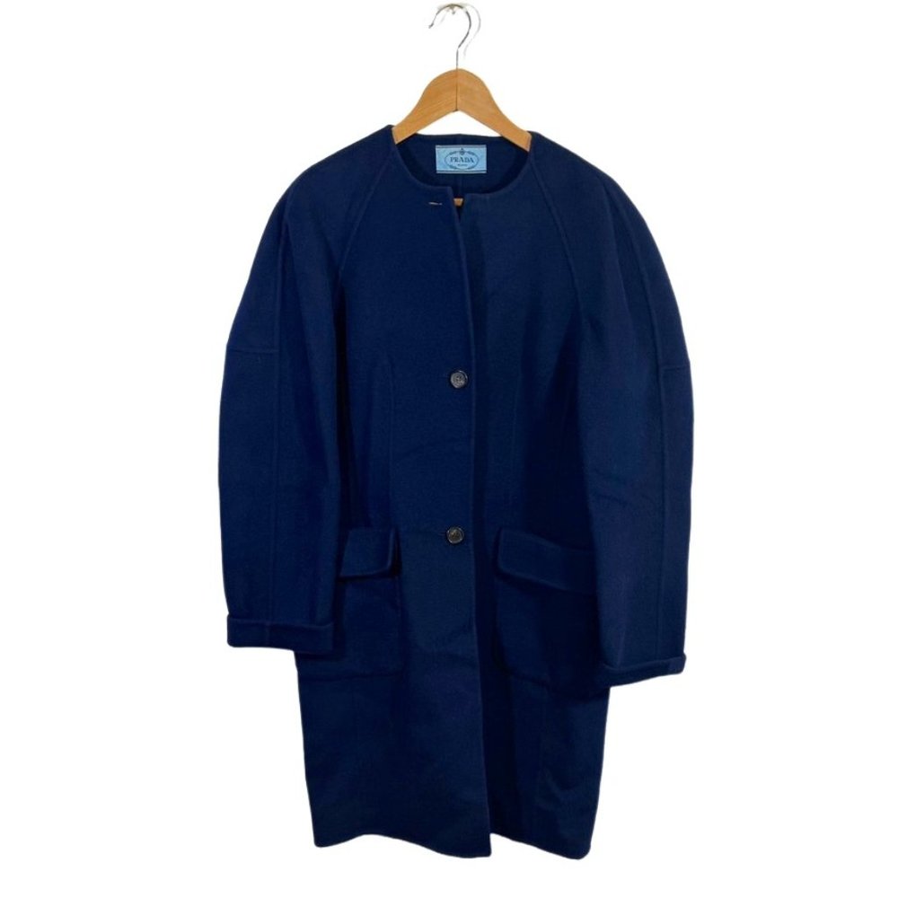 Prada Vintage Navy Wool/Cashmere Cocoon Coat - Women's Size L (approx)